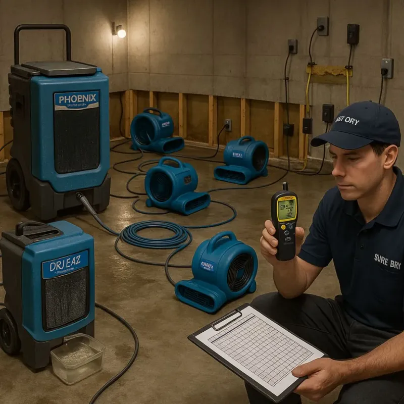 Structural Drying and Dehumidification process in Bristol, PA